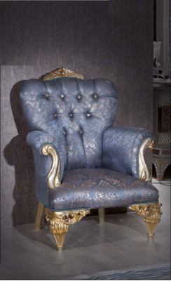Bankstel 3-zits stof fauteuil bank gestoffeerd meubels 3+1 driezits blauw
