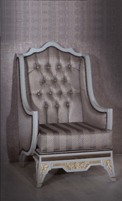 Klassieke fauteuil Luxe Designer Grijs Textiel Eenpersoons gestoffeerde Stoel Nieuw