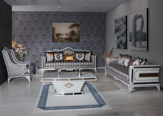 Klassieke fauteuil Luxe Designer Grijs Textiel Eenpersoons gestoffeerde Stoel Nieuw