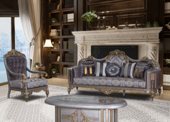 Sofa Chesterfield Set Paarse salontafel Designer groep 3-delig Woonkamer
