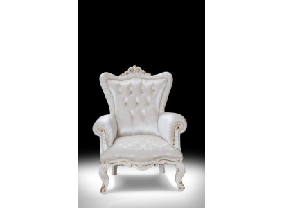 Fauteuil wit woonkamer textiel design Chesterfield Italiaanse stijl.