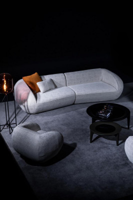 Grijze luxe bankstel vierzits fauteuil luxe bankstel textielmeubelen