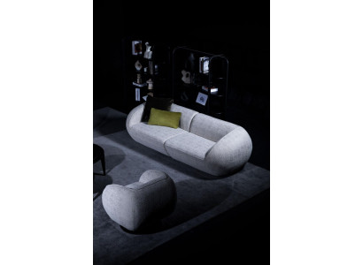 Grijze bankstel, driezitter fauteuil set, gestoffeerde meubels, luxe design.