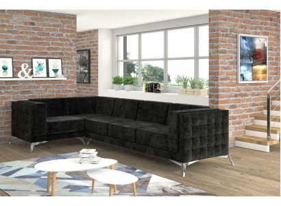 Chesterfield hoekbank L-vorm stof Design Bank bekleding Zit textiel Bank Hoek Nieuw