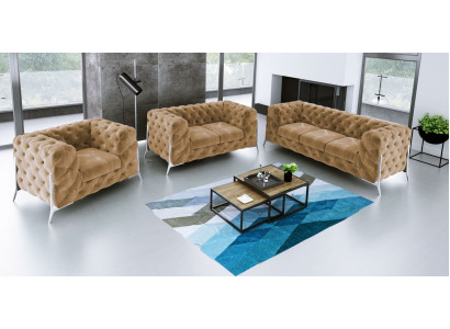 Ontwerper Chesterfield bankstelbankbank stoffering set 321 zits Velours set