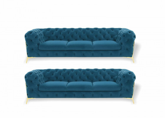 Chesterfield bank fluwelen bank bekleding zitbank 3+3 zitbankstel design bankstellen banken
