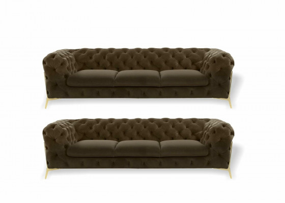 Chesterfield bank fluwelen bank bekleding zitbank 3+3 zitbankstel design bankstellen banken