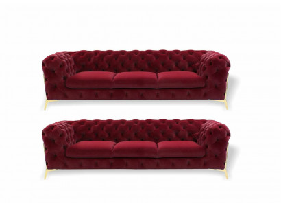 Chesterfield bank fluwelen bank bekleding zitbank 3+3 zitbankstel design bankstellen banken