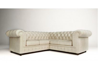 Chesterfield hoekbank L-vorm stof design bank gestoffeerde zitbank textiel