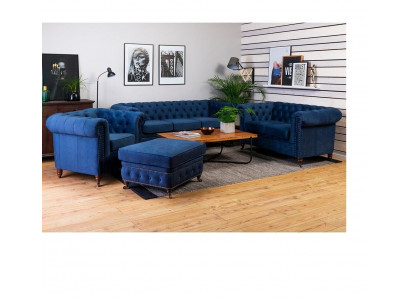 Luxe Chesterfield designerbanken Lederen bank Textielstof xxl grote banken 3-delig