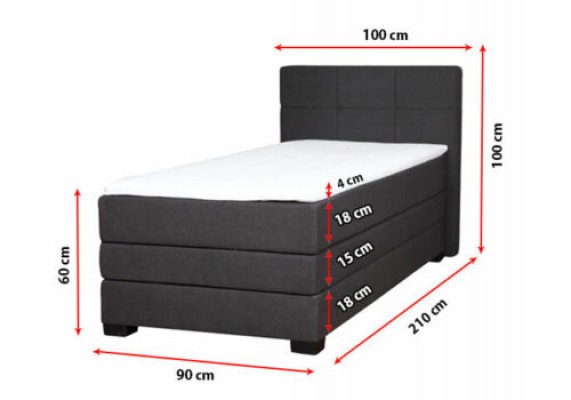 Boxspring bed Hotelluxe bedden 90x200cm Compleet bed met opbergruimte inclusief topper