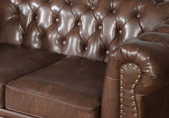 Chesterfield zitsalon sofa bankstel bekleding 3 2 zits leren banken stof nieuw