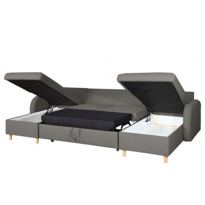 Ontwerp hoekbank U-vorm slaapfunctie bank leer textiel banken slaapbank.