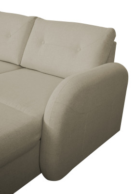 Woonlandschap hoekbank stof U-vorm slaapfunctie bank design decoratie bekleding