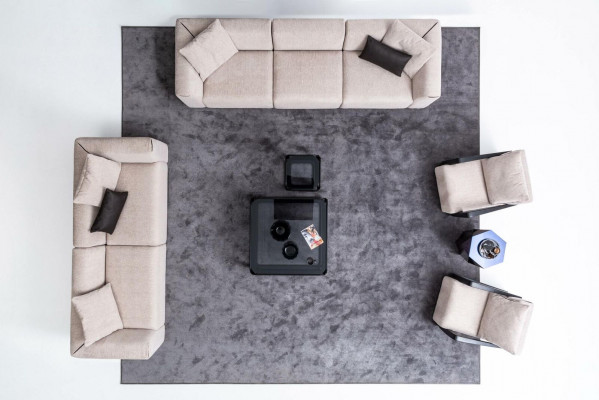 Moderne bankstel vijfzits driepersoons hoekbank stoffen bankstel