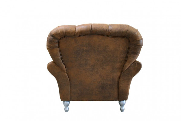 Ontwerp fauteuil 1-zitplaats Bruin Textiel Luxe Club Loung bank Tv Chesterfield.