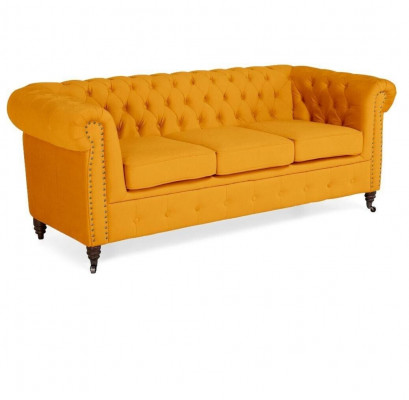 Klassieke Chesterfield meubels Driezitsbank Stoffen bankstel Luxe design Oranje