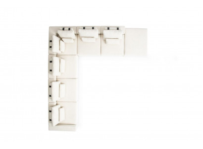 Witte woonlandschap woonkamer L-vorm bank stoffering designer meubelen stijl