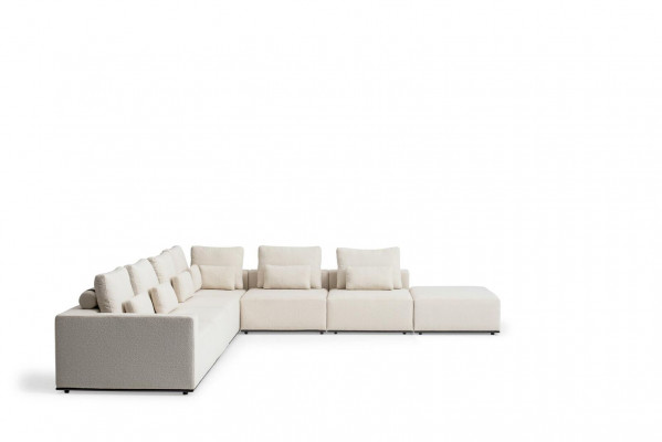Witte woonlandschap woonkamer L-vorm bank stoffering designer meubelen stijl