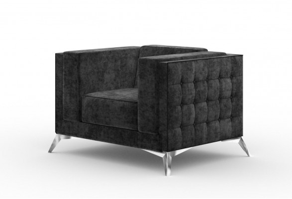 Chesterfield fauteuil bank 1-zits bank textiel stof bankstel gestoffeerd nieuw