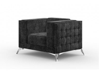 Chesterfield fauteuil bank 1-zits bank textiel stof bankstel gestoffeerd nieuw