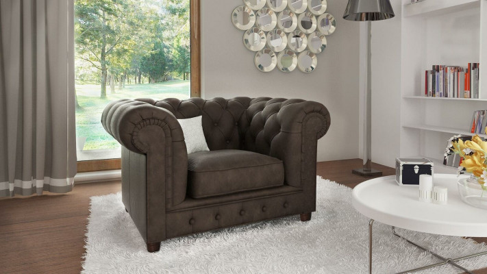 Fauteuil TV Stoel Club Lounge Stof Leder Elegant Ontwerp Chesterfield