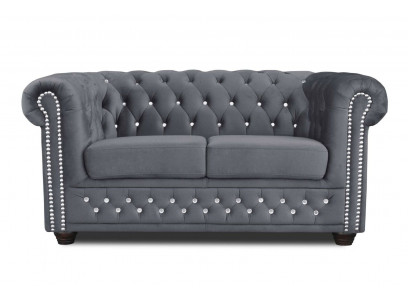 Chesterfield textiel bankstel gestoffeerd 2-zits banken bankstellen zwarte tweezitter nieuw  Chesterfield textiel bankstel gestoffeerd 2-zits banken bankstellen zwarte tweezitter nieuw