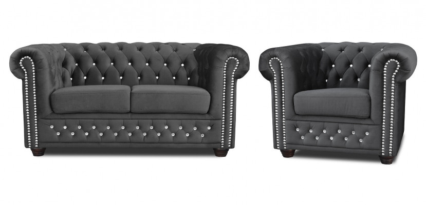 Chesterfield textiel bank bekleding 2-zits stoffen banken banken tweezits zwart Chesterfield textiel bank bekleding 2-zits stoffen banken banken tweezits zwart