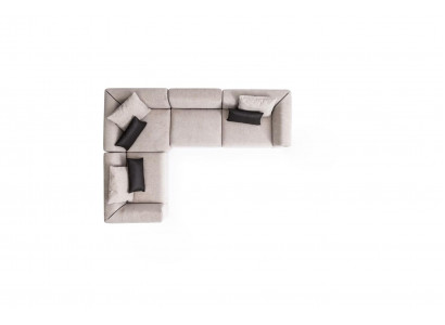 L-vormige bank Beige L-vormige bank Woonkamer meubilair Gestoffeerde bank Textiel Nieuw