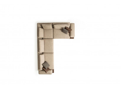 Beige hoekbank gestoffeerde hoekbank L-vormige bank Moderne woonlandschap Bank