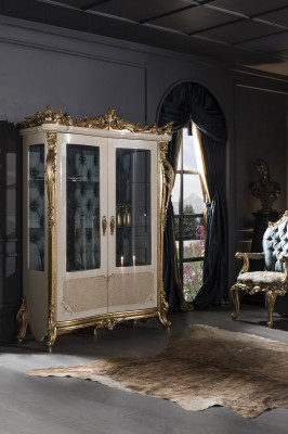 Vitrine Beige Design Elegant Mooi Eetkamer Modern Luxe Metalen Vitrines Nieuw