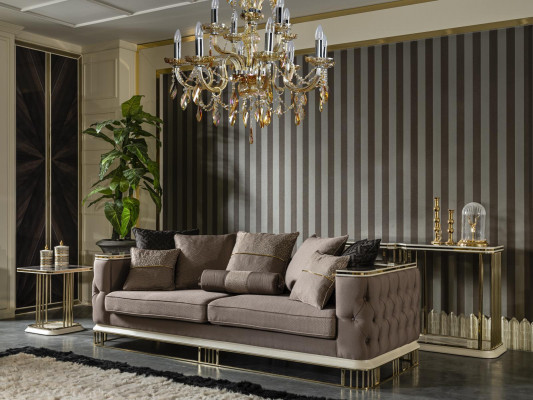 Driepersoonsbank Bank Woonkamer Meubels Luxe Banken Bankstellen Metaal Textiel