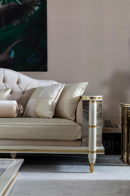 Bankstel 3-zits Beige Meubels Woonkamer Chesterfield Luxe Design Nieuw