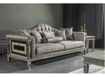 Zilvergrijze bankstel 3-zits luxe meubilair xxl banken grote banken 235cm.