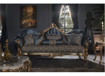 Bankstel 3-zits Blauw gestoffeerde bank Woonkamer Elegant ontwerp Klassieke luxe Nieuw