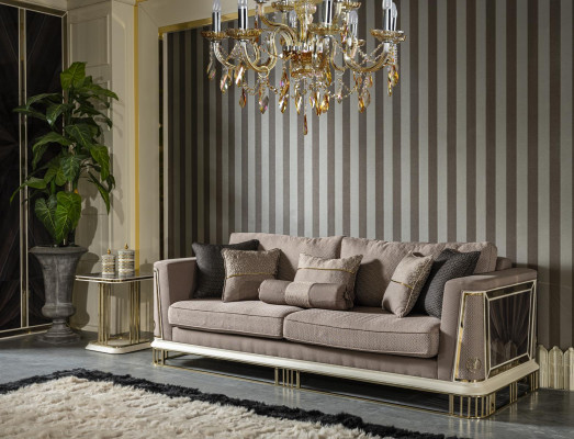 Woonkamerset Bruin bankstel Fauteuil Bijzettafel Salontafel Nieuw 5-delig.