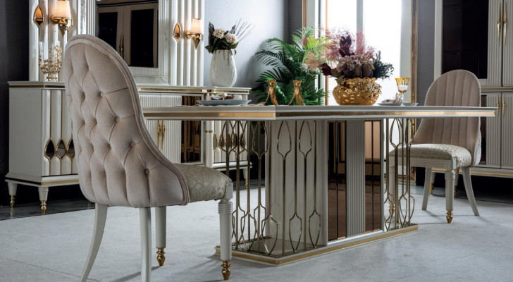 Eetkamer set Wit Eettafel Mooi 4x Stoelen Modern Elegant Ontwerp Nieuw 5-delig.