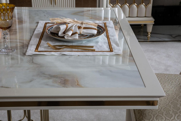 Eetkamer set Wit Eettafel Mooi 4x Stoelen Modern Elegant Ontwerp Nieuw 5-delig.