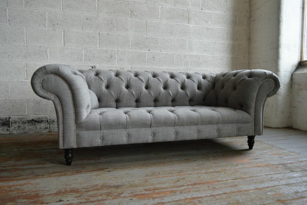 Ontwerp Chesterfield Sofa 3 Bankstel Set Stof Bekleding Lederen Driezits Banken