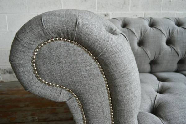 Ontwerp Chesterfield Sofa 3 Bankstel Set Stof Bekleding Lederen Driezits Banken