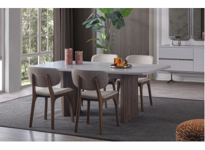 Designer eetkamerset bestaande uit 5-delige eettafel en 4 moderne stoelen.