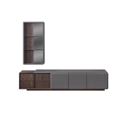 Designer woonkamerset TV-meubel met exclusief wandrek plank 2-delig.