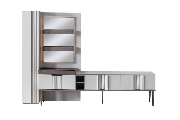 Exclusieve woonkamerwand Witte kleur Designmeubelen voor woonkamer LED-verlichting