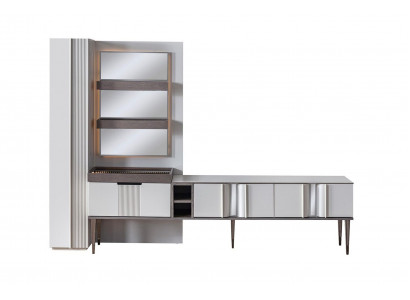 Exclusieve woonkamerwand Witte kleur Designmeubelen voor woonkamer LED-verlichting