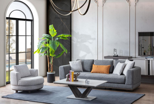 Luxe bankstel bank gestoffeerde set bank banken 3-dlg. salontafel