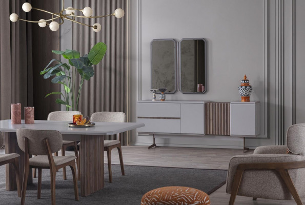 Eetkamerset Eettafel Groep Tafel Stoelen 8-delig Modern Meubel Eetgroep