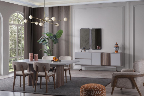 Eetkamerset Eettafel Groep Tafel Stoelen 8-delig Modern Meubel Eetgroep