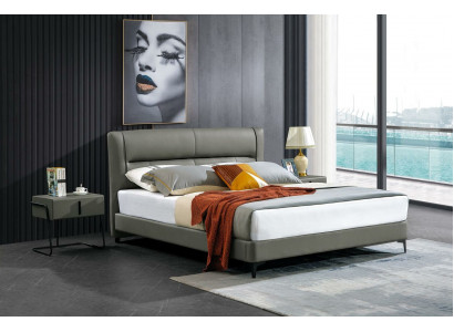 Lederen bed Compleet slaapkamer bed Nachtkastjes 3-delige set Hotel