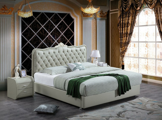 Lederen bed Slaapkamer Compleet bed 3-delige set Hotel Sets Nachtkastjes.