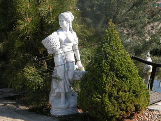 Antieke Stijl Figuur Vrouw met Mand Tuin Ontwerper Figuur Sculptuur